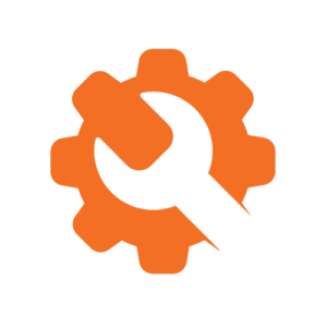 Icône pour symboliser notre savoir faire : représente un engrenage orange et une clé à molette.