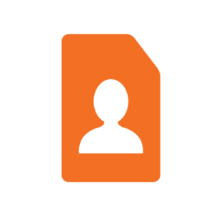 Icône pour symboliser notre expérience : représente un CV orange avec une silhouette blanche.