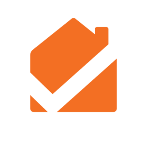 Icône pour symboliser nos garanties : représente une maison orange avec un V blanche.